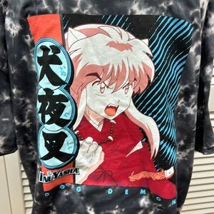 Inuyasha 2009 Black White TieDye Dog Demon Anime Shirt Size XL